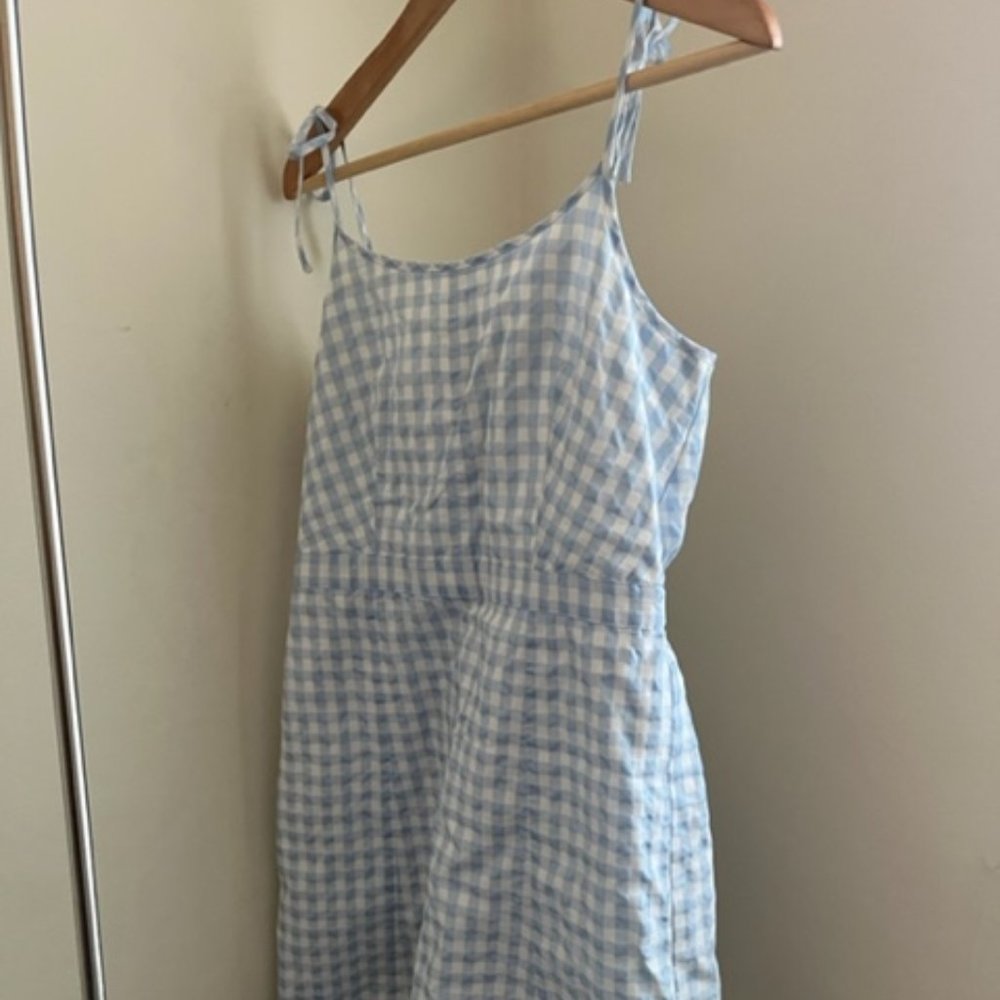 Madewell Light Blue Checkered Dress